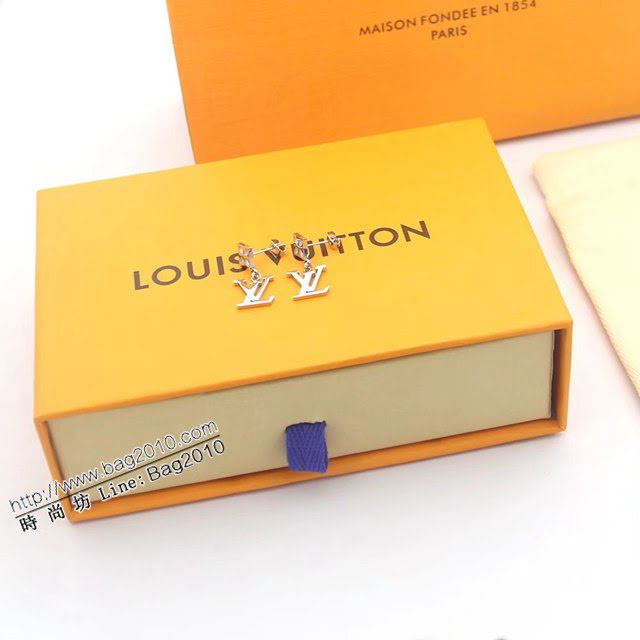 Louis Vuitton新款飾品 路易威登字母老花耳環 LV四葉草鏤空耳釘  zglv2178